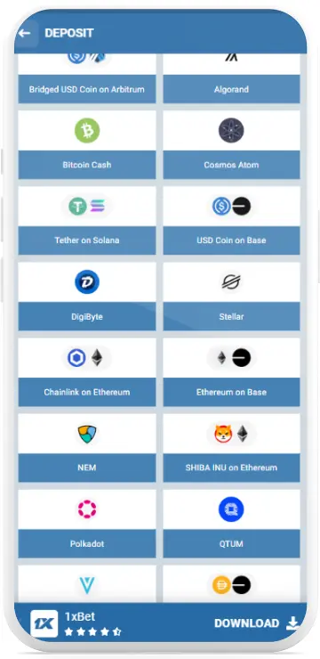1xBet supports deposits